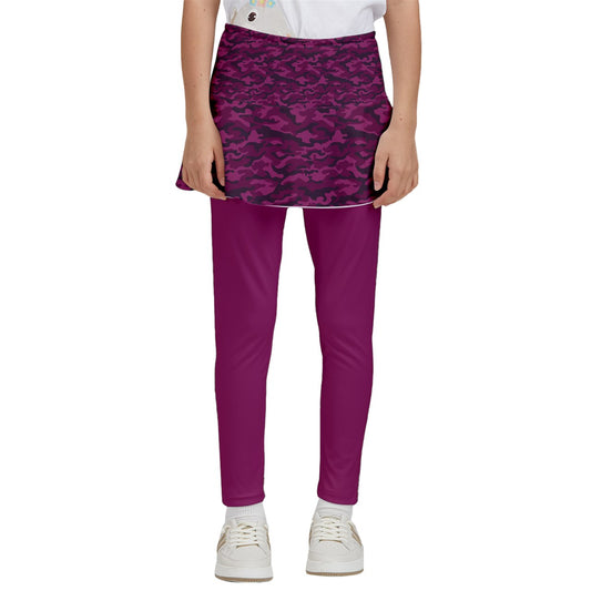 Dizzy Pickle Jan Wine_Pink Girl's Pickleball Skirted Leggings