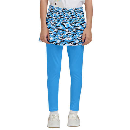 Dizzy Pickle Jan Blue Girl's Pickleball Skirted Leggings