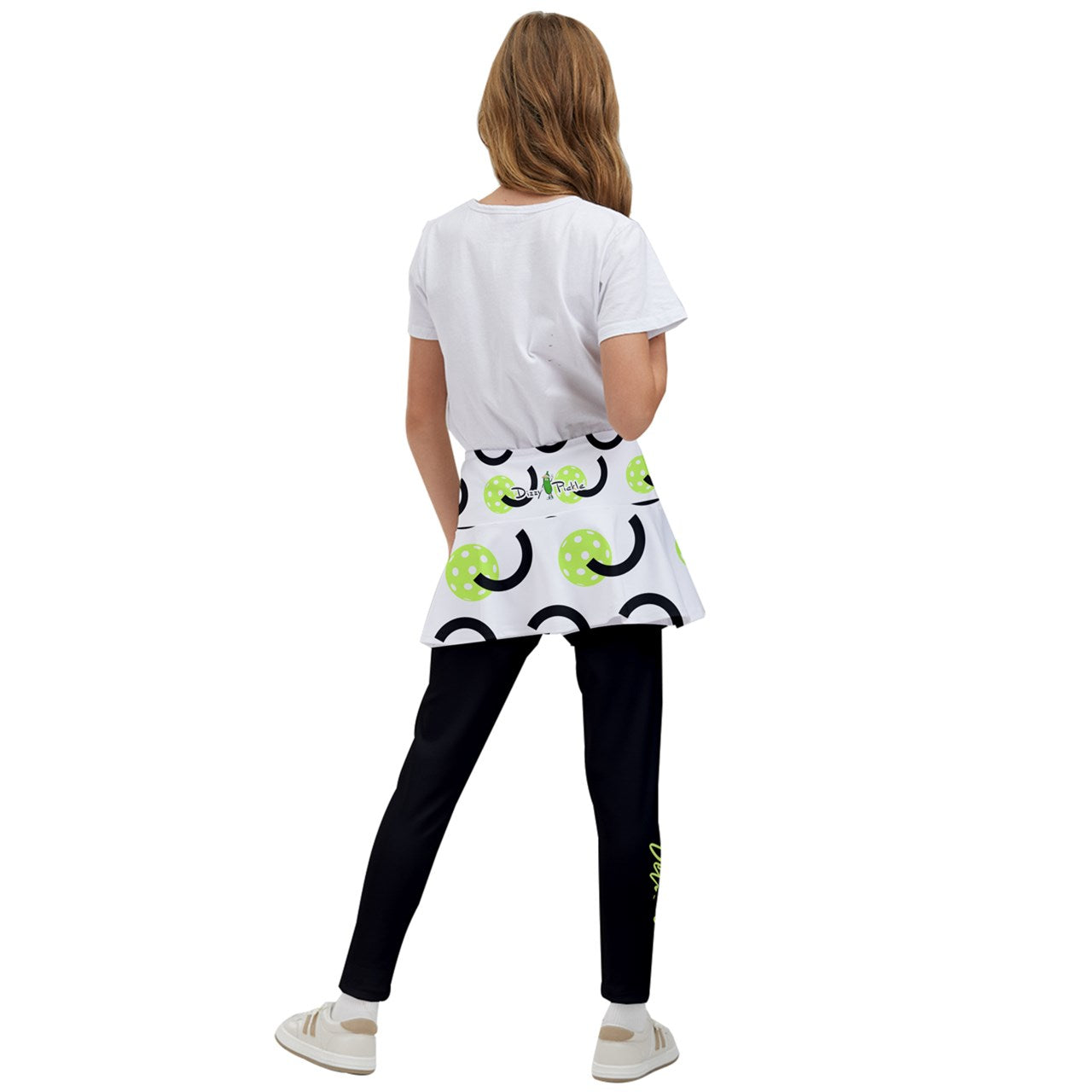 Dizzy Pickle Believe White Girl's Pickleball Skirted Leggings