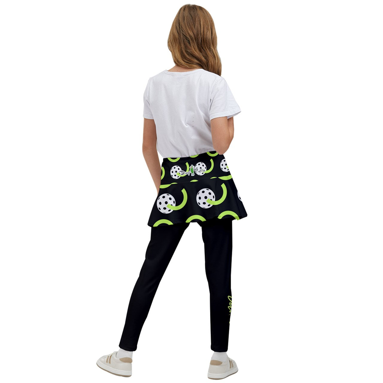 Dizzy Pickle Believe Black Girl's Pickleball Skirted Leggings