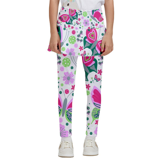 Dizzy Pickle Penny PG Butterflies Girl's Pickleball Skirted Leggings