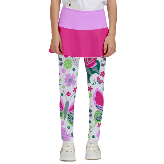 Dizzy Pickle Penny PG Butterflies P Girl's Pickleball Skirted Leggings