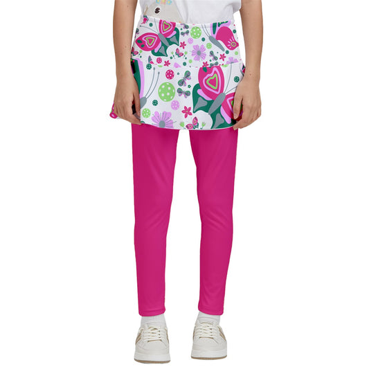 Dizzy Pickle Penny PG Solid Butterflies Girl's Pickleball Skirted Leggings