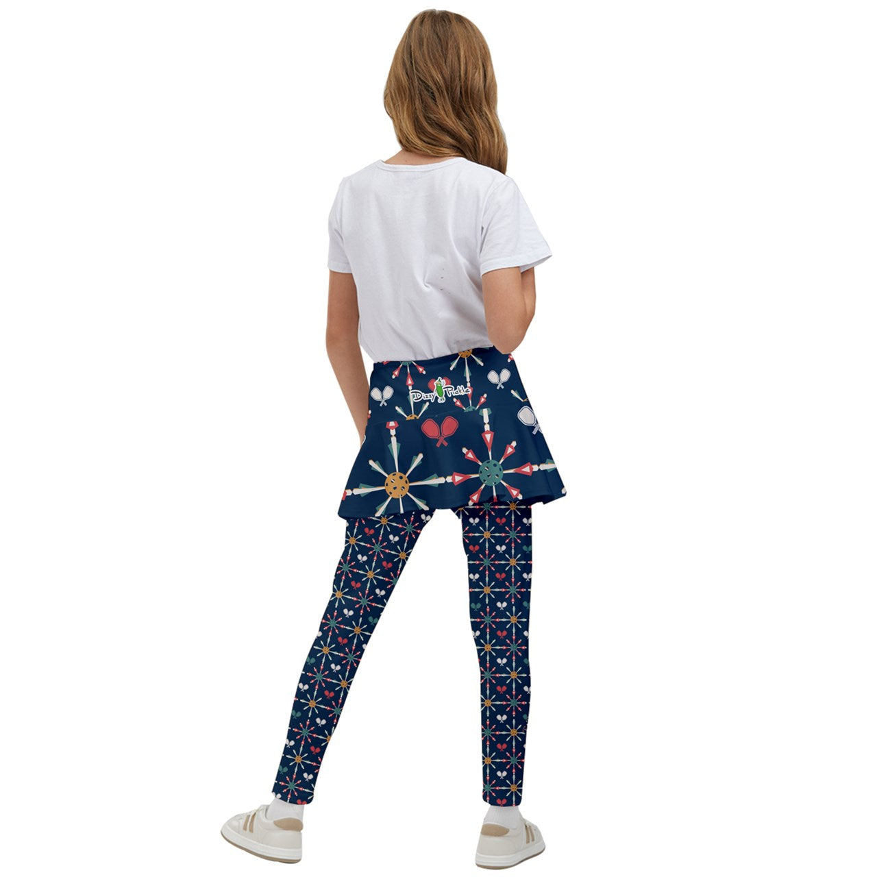 Dizzy Pickle Penny Blues Paddles and Balls Girl's Pickleball Skirted Leggings