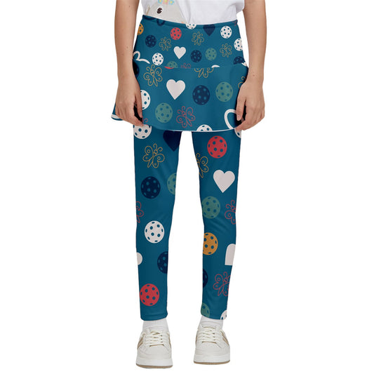 Dizzy Pickle Penny Blues Girl's Pickleball Skirted Leggings