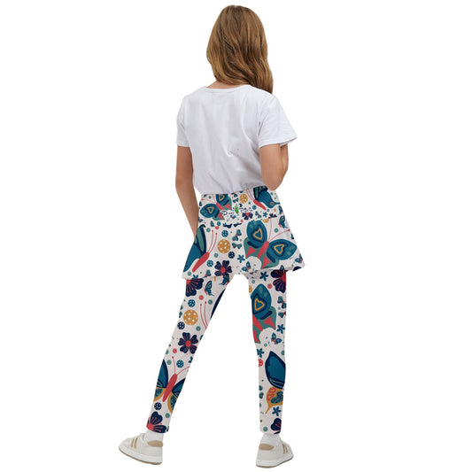 Dizzy Pickle Penny Blues Butterflies Girl's Pickleball Skirted Leggings