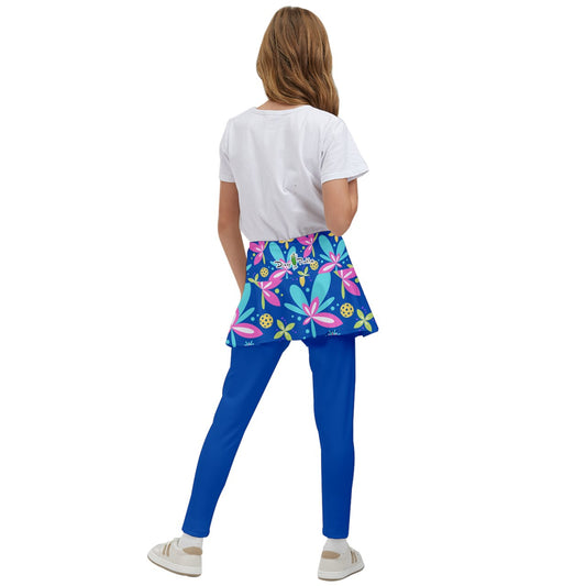 Dizzy Pickle Donna Blue Girl's Pickleball Skirted Leggings