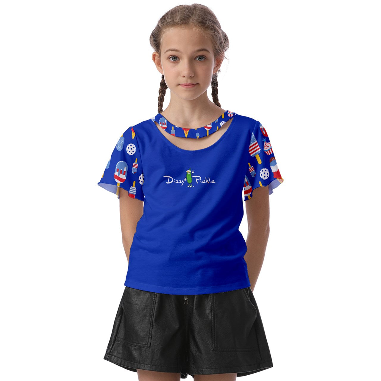 Dizzy Pickle Belle Girl's Pickleball Athletic Front-Cut Tee