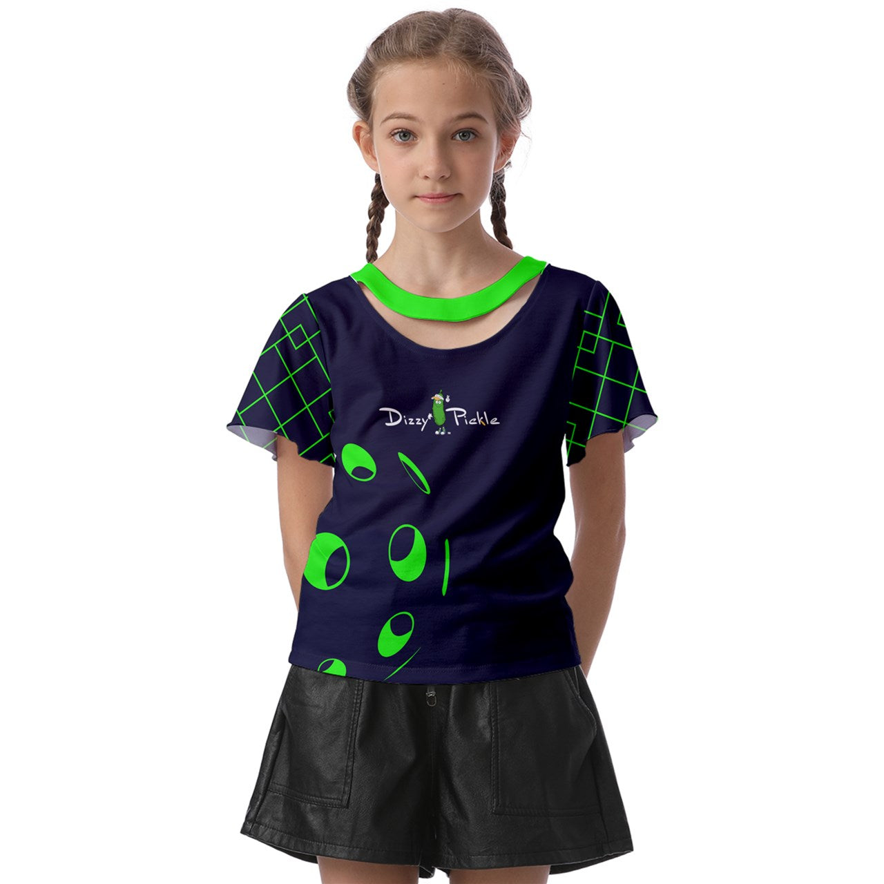 Dizzy Pickle Lisa NBG Girl's Pickleball Athletic Front-Cut Tee