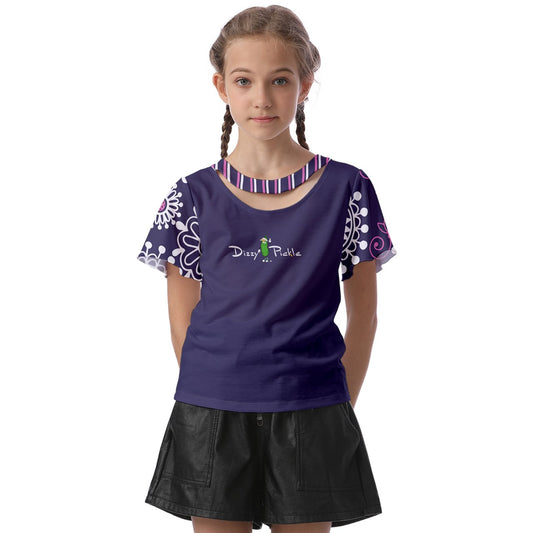 Dizzy Pickle Coming Up Daisies PP Girl's Pickleball Athletic Front-Cut Tee