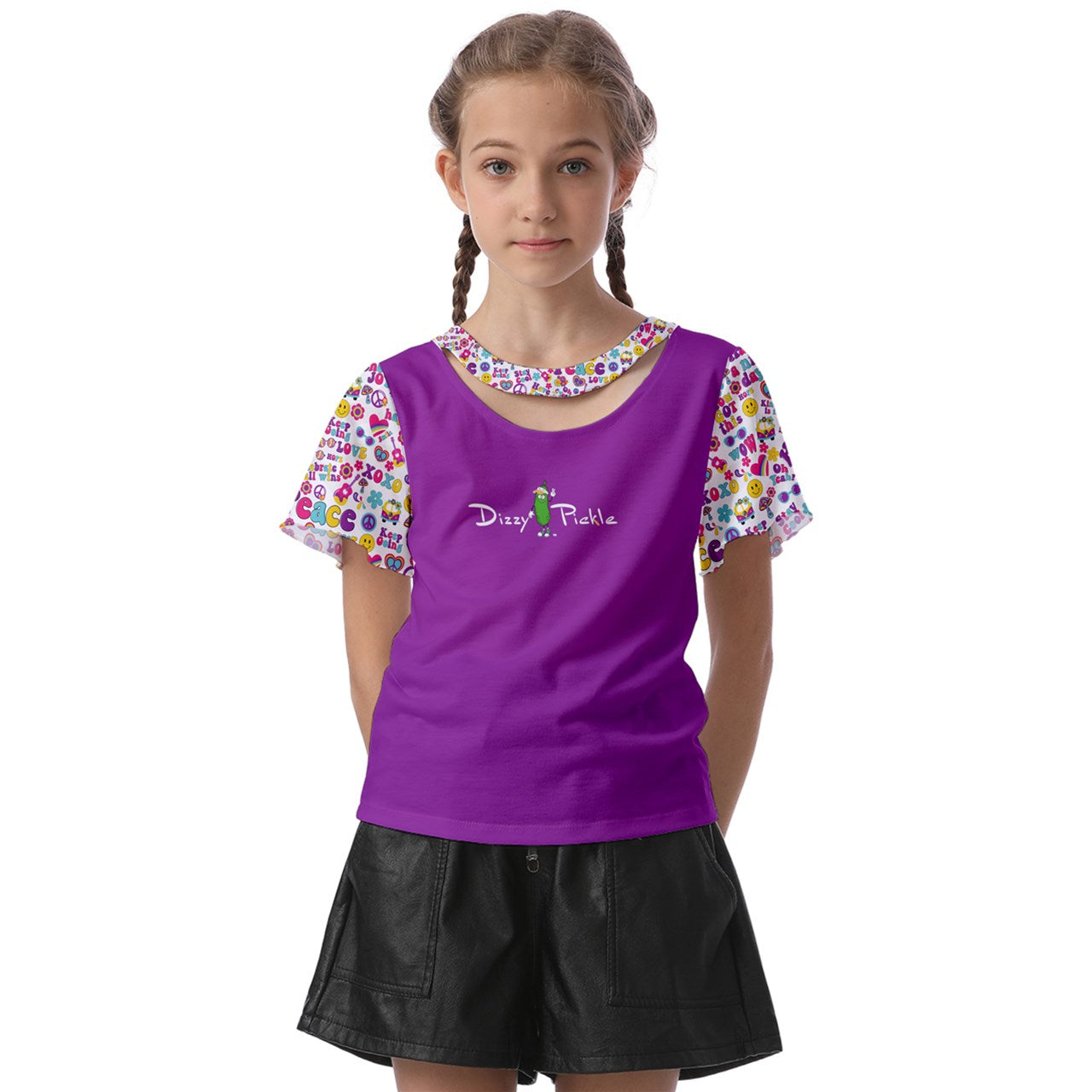 Dizzy Pickle Jenny Girl's Pickleball Athletic Front-Cut Tee