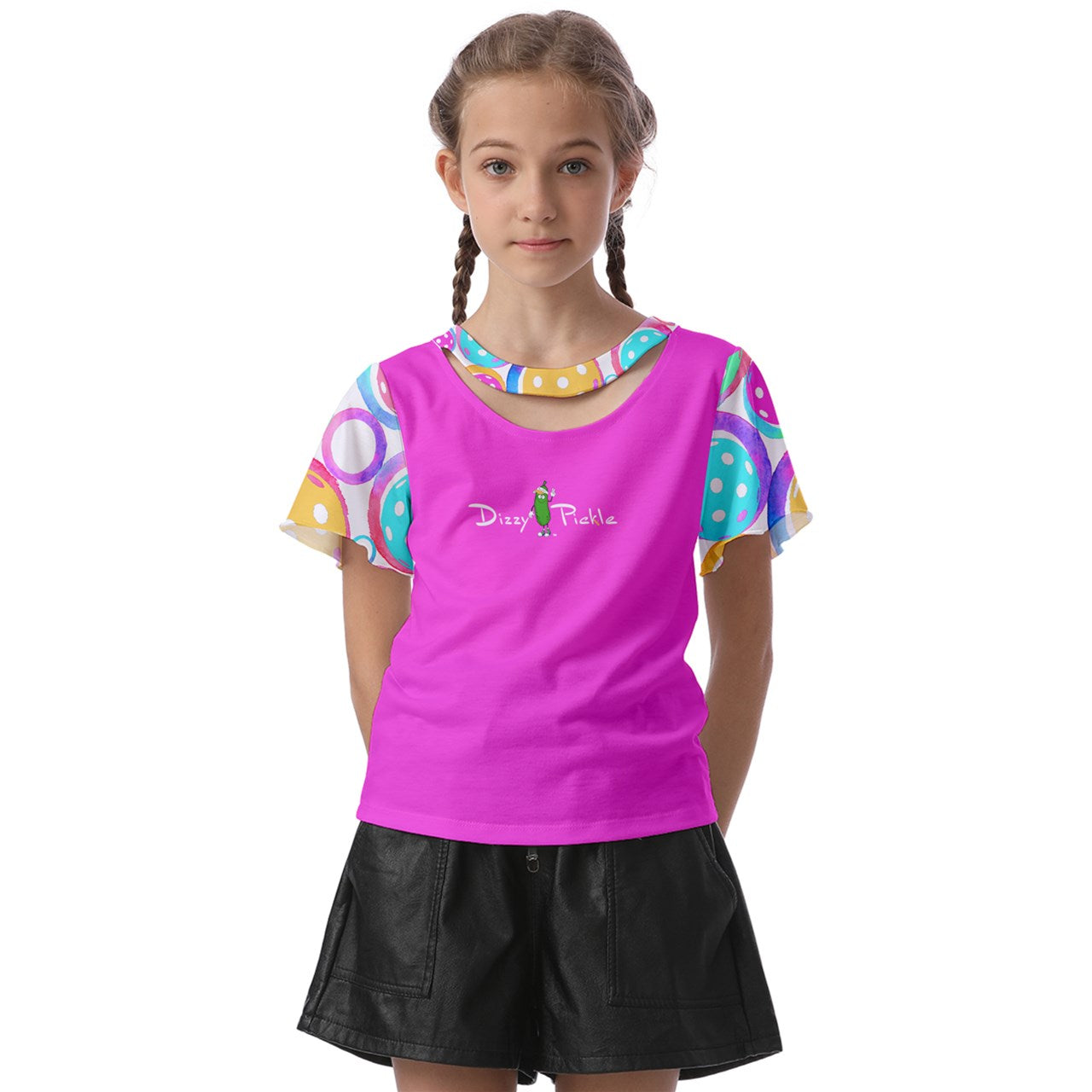 Dizzy Pickle Emily Main Girl's Pickleball Athletic Front-Cut Tee