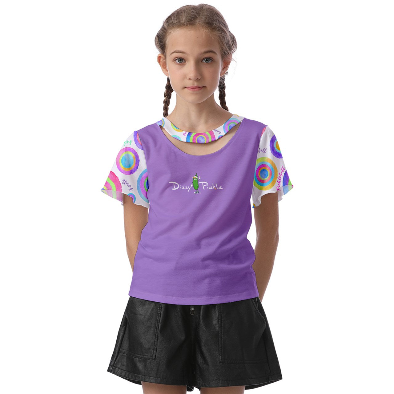 Dizzy Pickle Emily Empowered Girl's Pickleball Athletic Front-Cut Tee