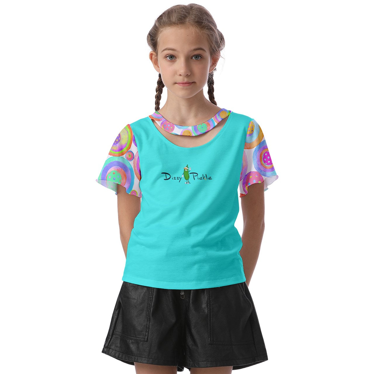 Dizzy Pickle Emily Inspired Girl's Pickleball Athletic Front-Cut Tee