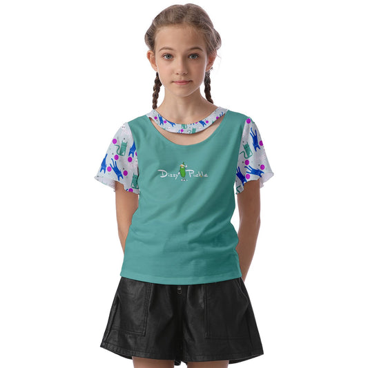 Dizzy Pickle GrayC Girl's Pickleball Athletic Front-Cut Tee