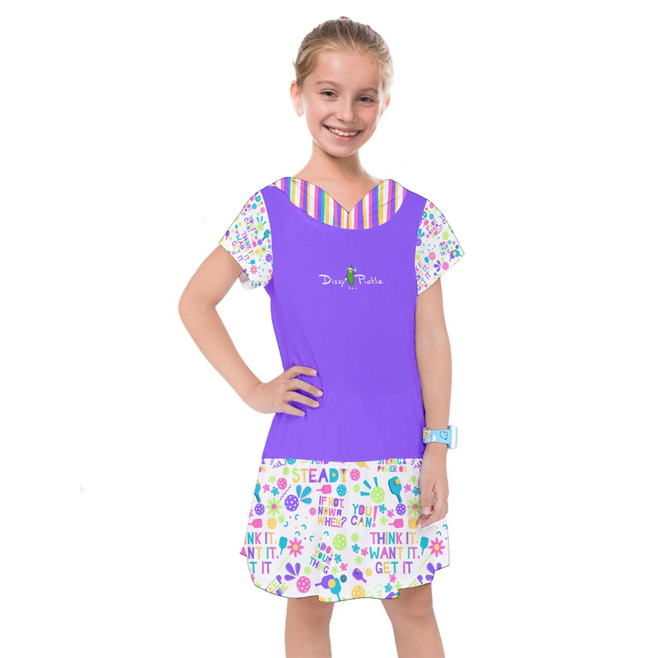 Dizzy Pickle Theresa Purple Girl's Pickleball Drop Waist Dress