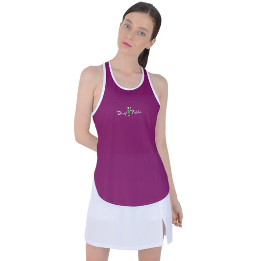 Dizzy Pickle Jan Wine  White Women's Pickleball Racer Back Mesh Tank Top