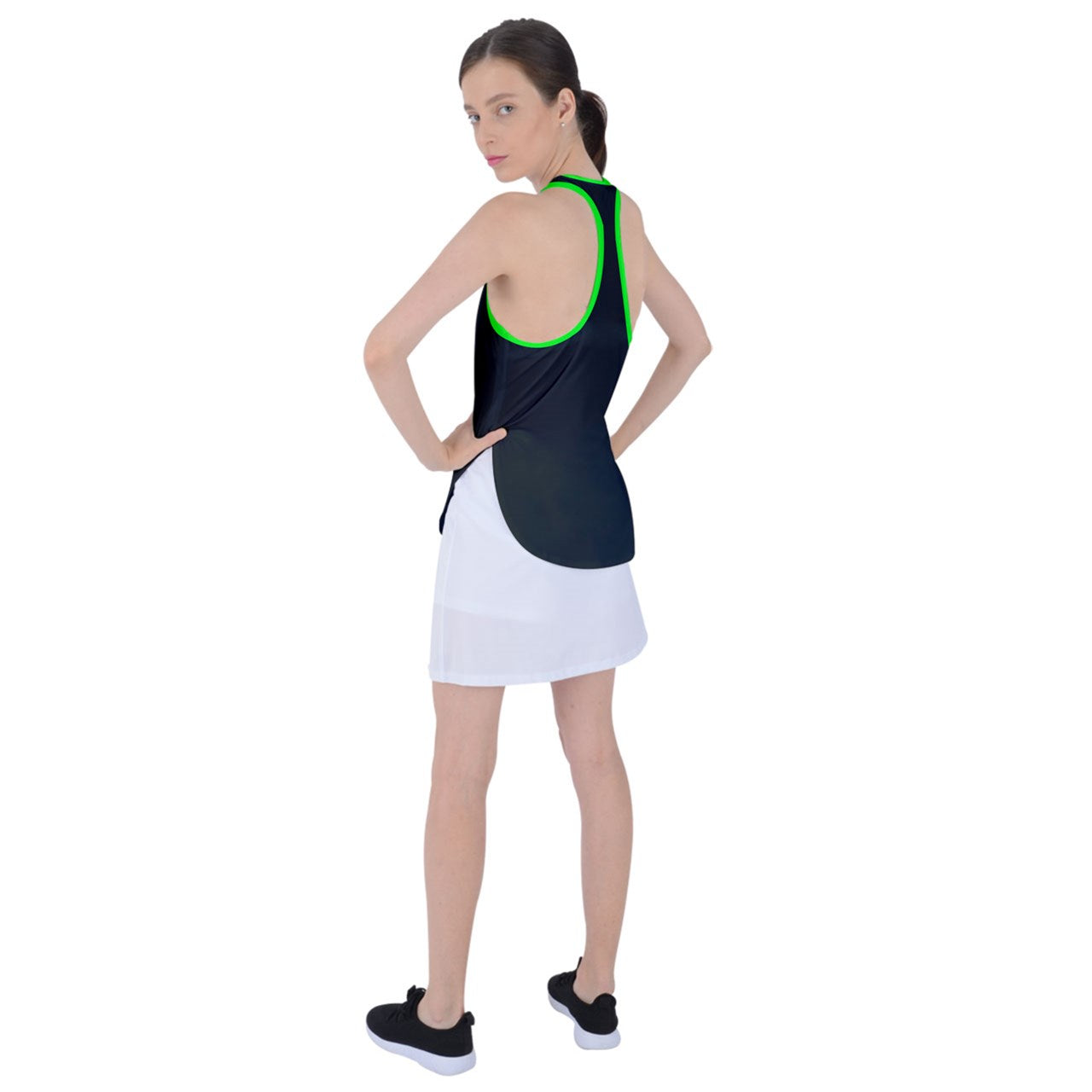 Dizzy Pickle DZY P Classic Black Green Women's Pickleball Racer Back Mesh Tank Top