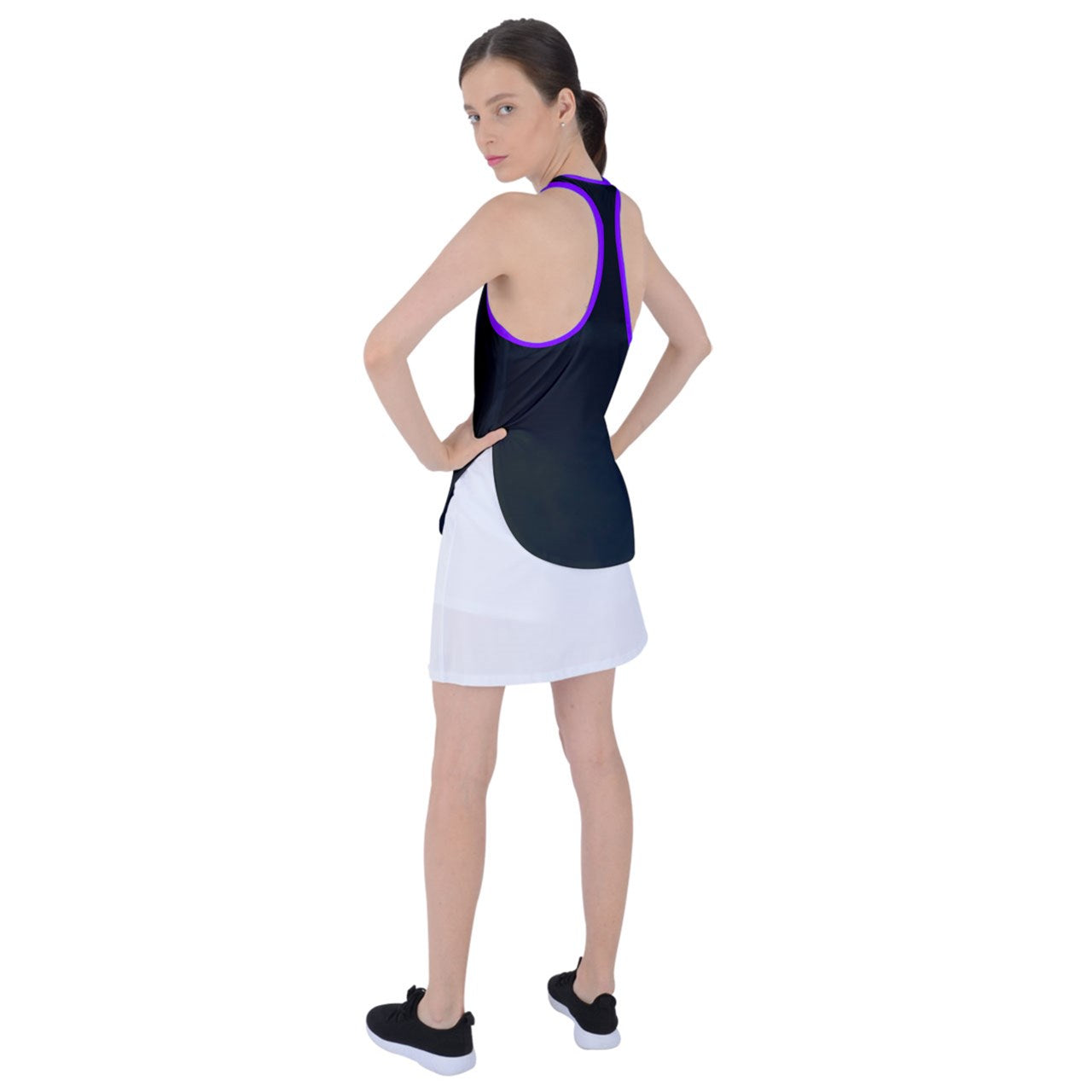 Dizzy Pickle DZY P Classic Black Purple Women's Pickleball Racer Back Mesh Tank Top Racer Back Mesh Tank Top