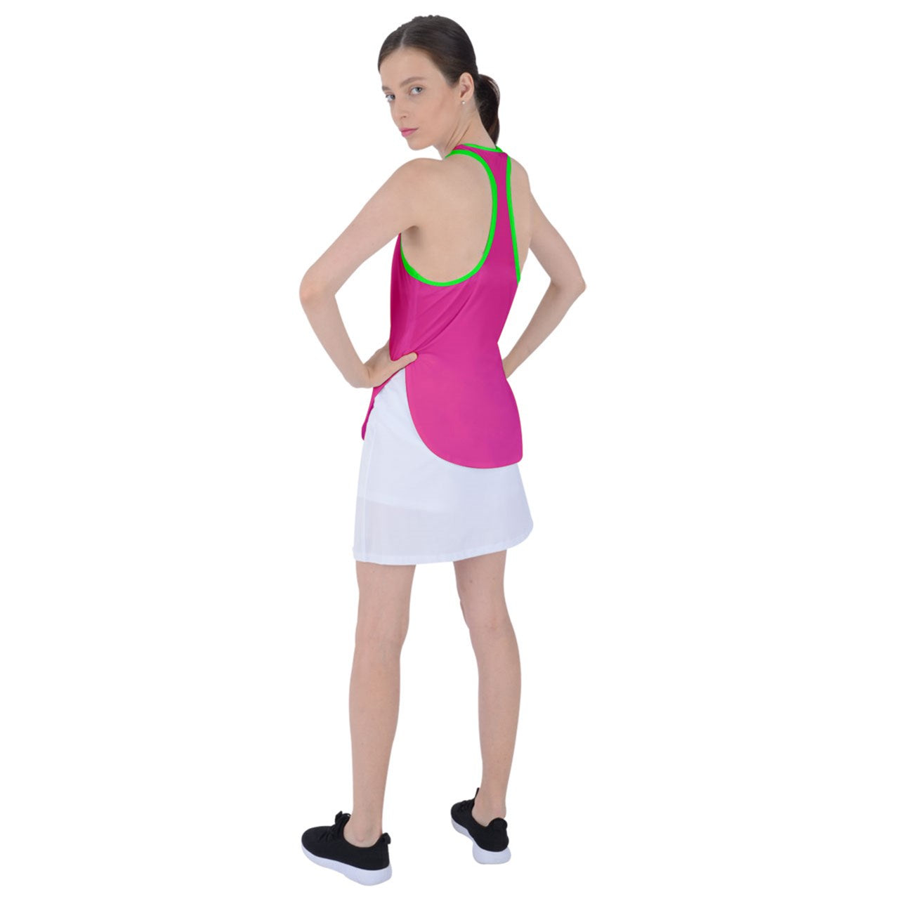 Dizzy Pickle DZY P Classic Rose Green Women's Pickleball Racer Back Mesh Tank Top