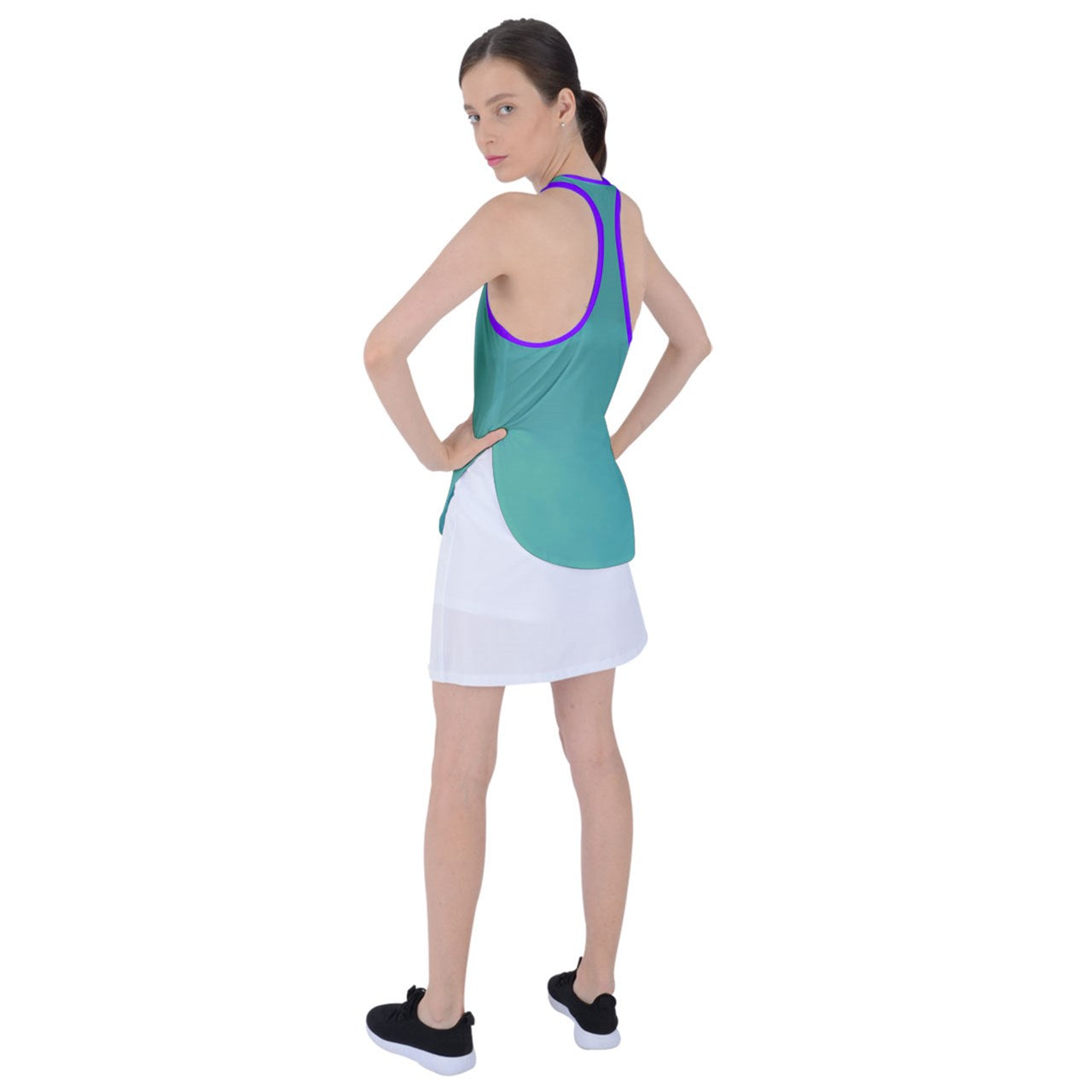 Dizzy Pickle DZY P Classic Seafoam Green Purple Women's Pickleball Racer Back Mesh Tank Top