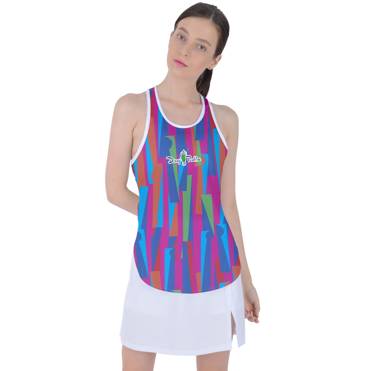 Dizzy Pickle GEO JR2401 Women's Pickleball Racer Back Mesh Tank Top