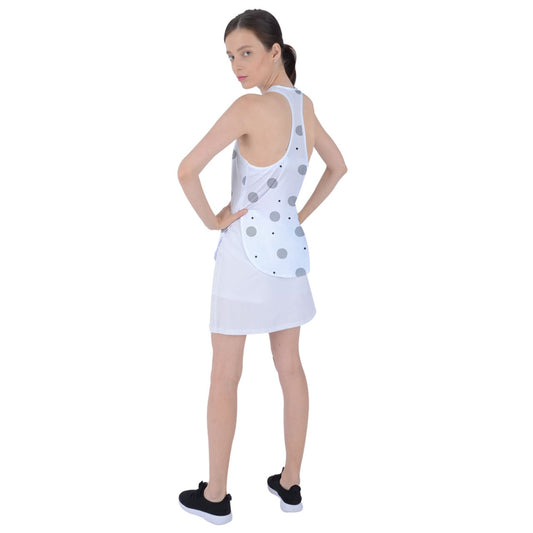 Dizzy Pickle GEO Black Gray Polka Dots Women's Pickleball Racer Back Mesh Tank Top