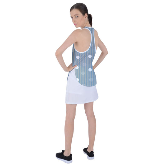 Dizzy Pickle GEO Blue Gray Polka Dots Women's Pickleball Racer Back Mesh Tank Top