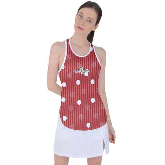 Dizzy Pickle GEO Rose and Red Polka Dots Women's Pickleball Racer Back Mesh Tank Top