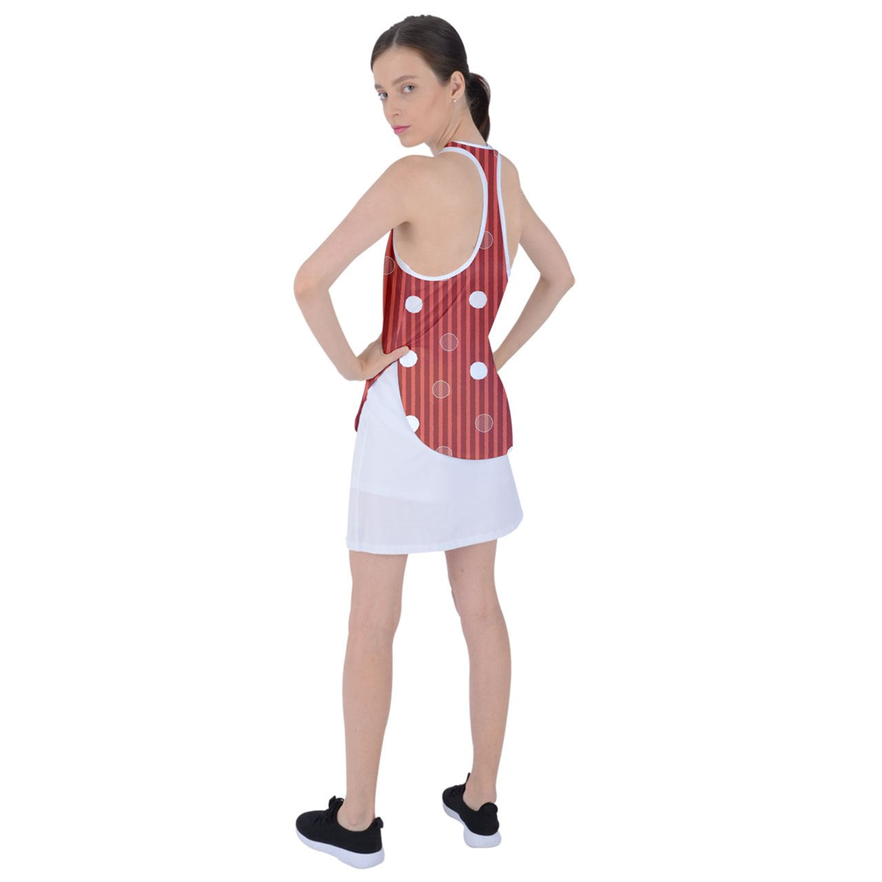 Dizzy Pickle GEO Rose and Red Polka Dots Women's Pickleball Racer Back Mesh Tank Top