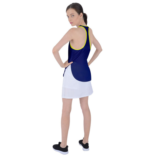 Dizzy Pickle DZY P Classic Navy Blue/Yellow Women's Pickleball Racer Back Mesh Tank Top