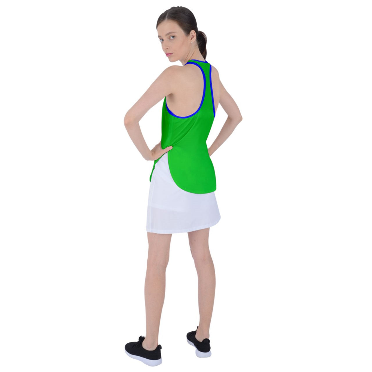 Dizzy Pickle DZY P Classic Green/Blue Women's Pickleball Racer Back Mesh Tank Top