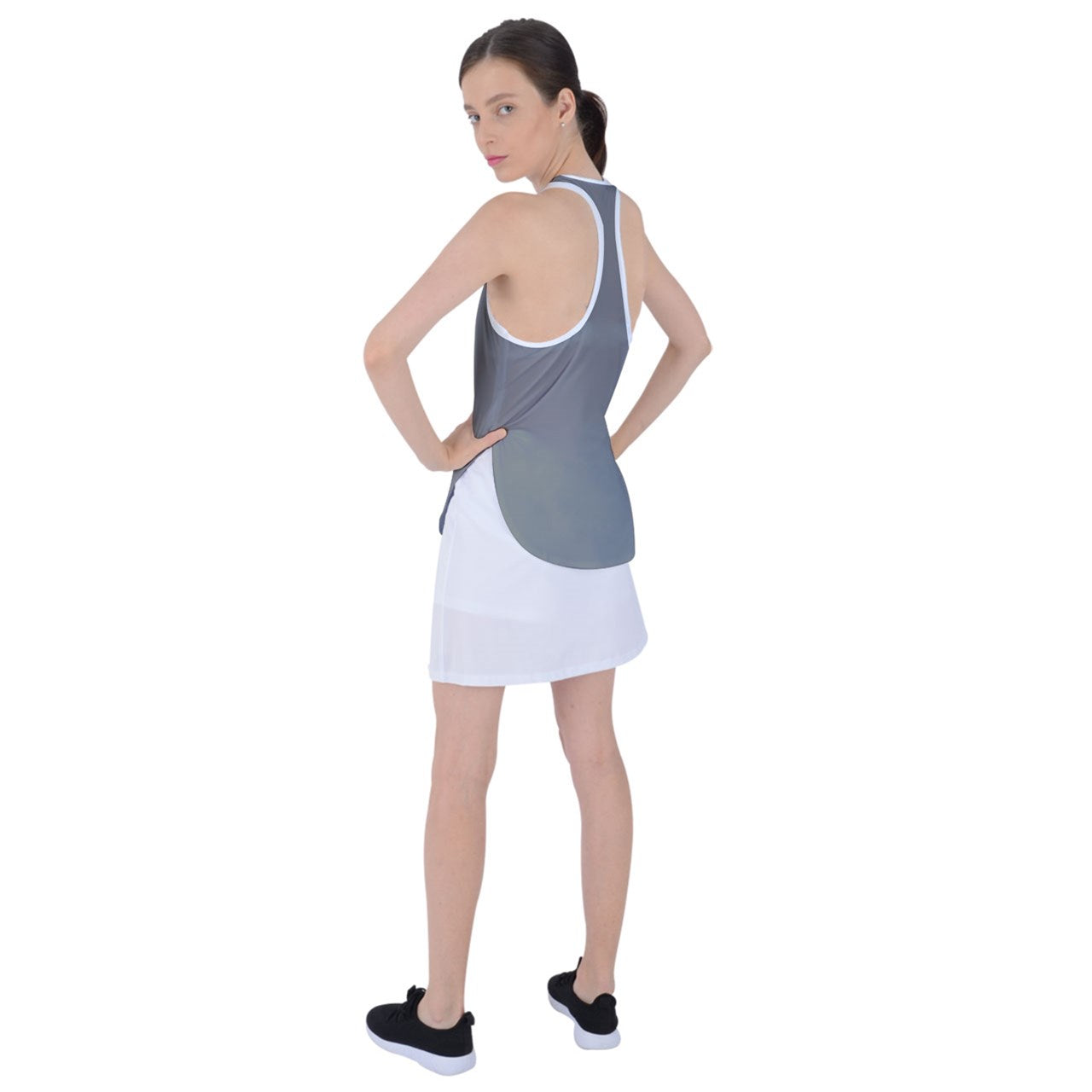 Dizzy Pickle DZY P Classic Gray Women's Pickleball Racer Back Mesh Tank Top