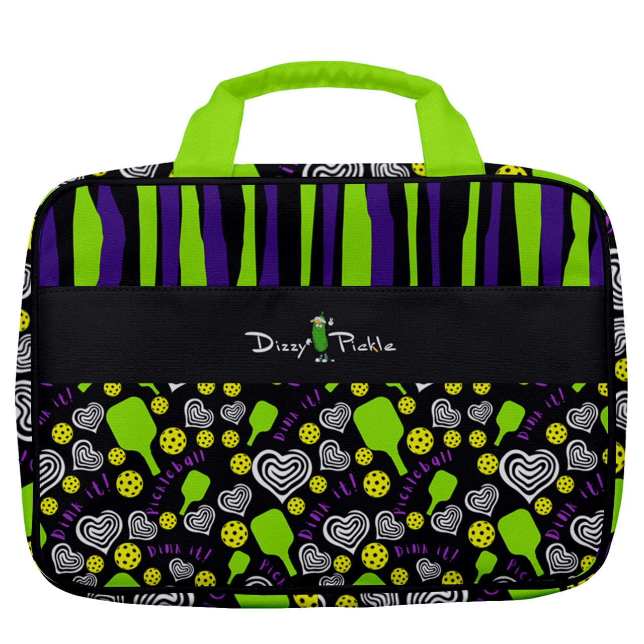 Dizzy Pickle Dinking Diva Hearts BG Women's Pickleball Travel Toiletry Bag with Hanging Hook