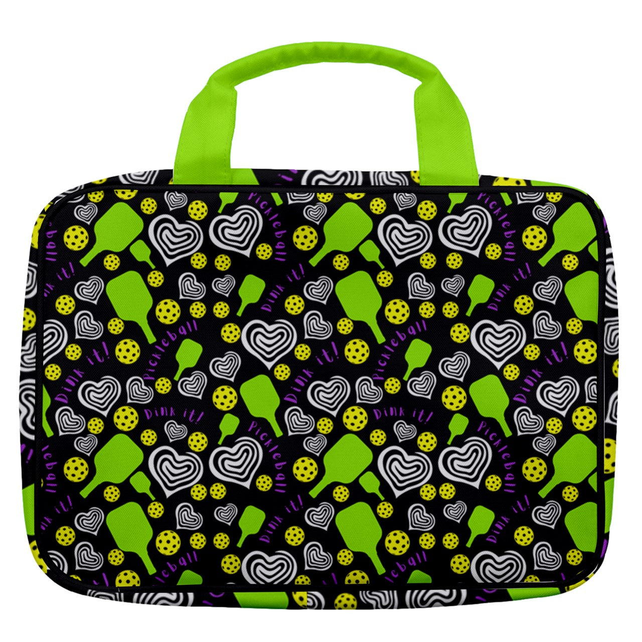 Dizzy Pickle Dinking Diva Hearts BG Women's Pickleball Travel Toiletry Bag with Hanging Hook