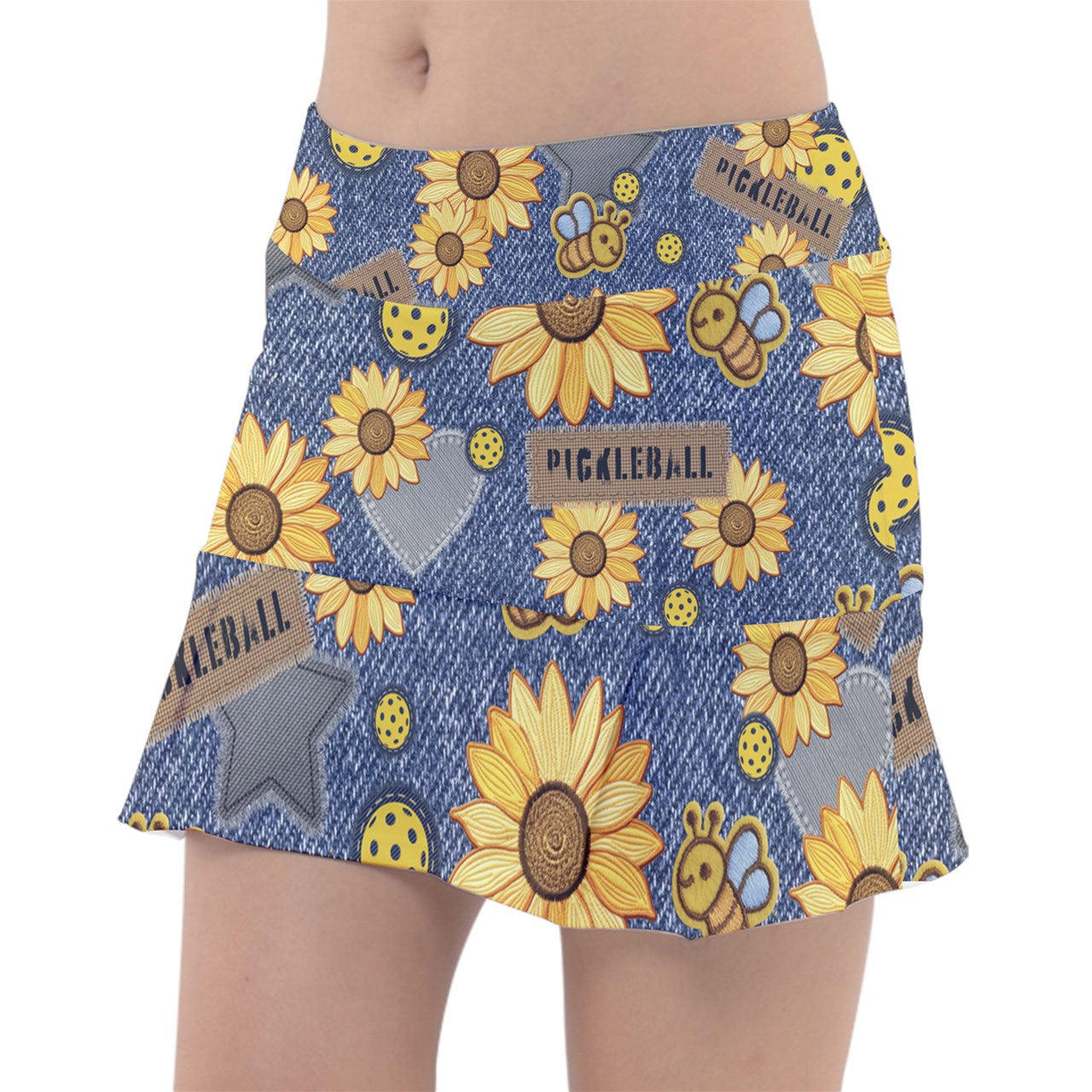 Dizzy Pickle Amy Sunflowers Women's 15" Classic Pickleball Skort