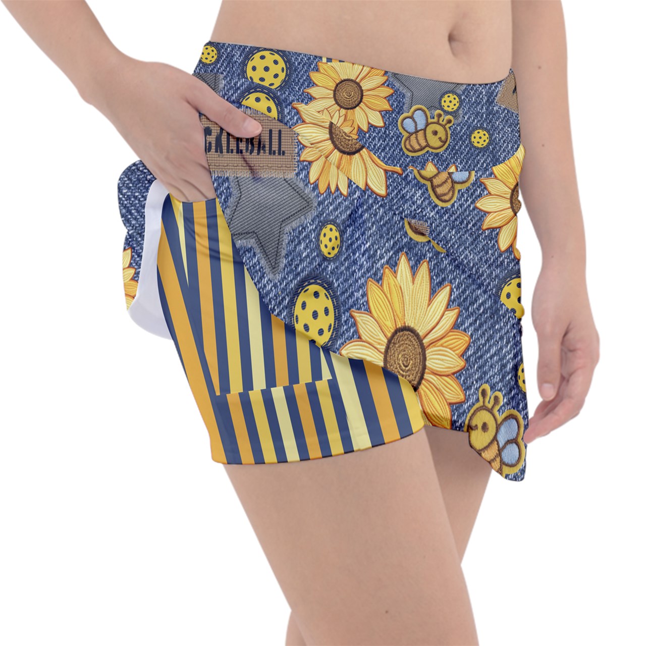 Dizzy Pickle Amy Sunflowers Women's 15" Classic Pickleball Skort