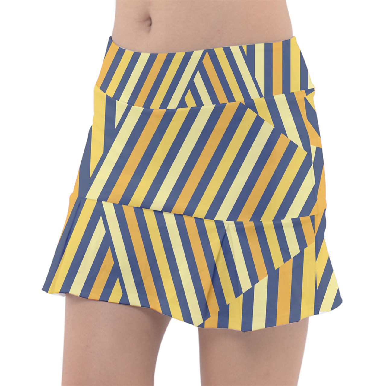 Dizzy Pickle Amy Sunflowers Stripes Golds Pocket Women's 15" Classic Pickleball Skort