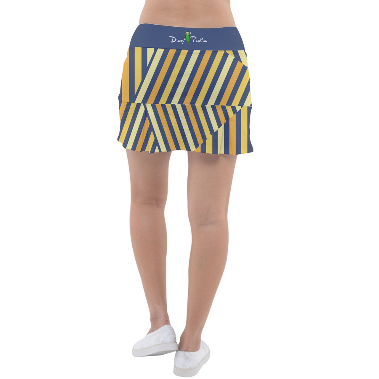 Dizzy Pickle Amy Sunflowers Stripes Golds Pocket Women's 15" Classic Pickleball Skort