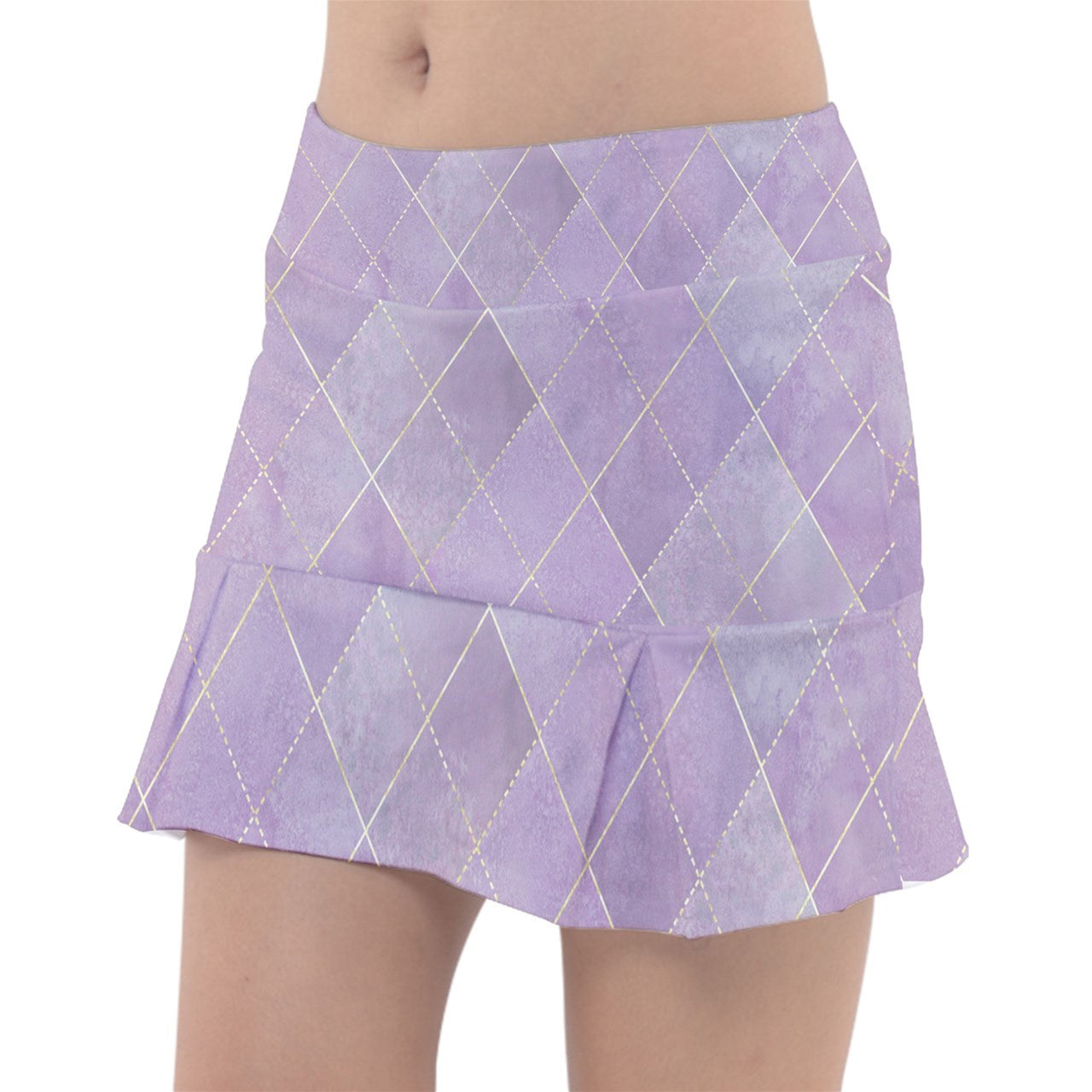 Dizzy Pickle Cassie Harlequin Lavender_Gold Women's 15" Classic Pickleball Skort