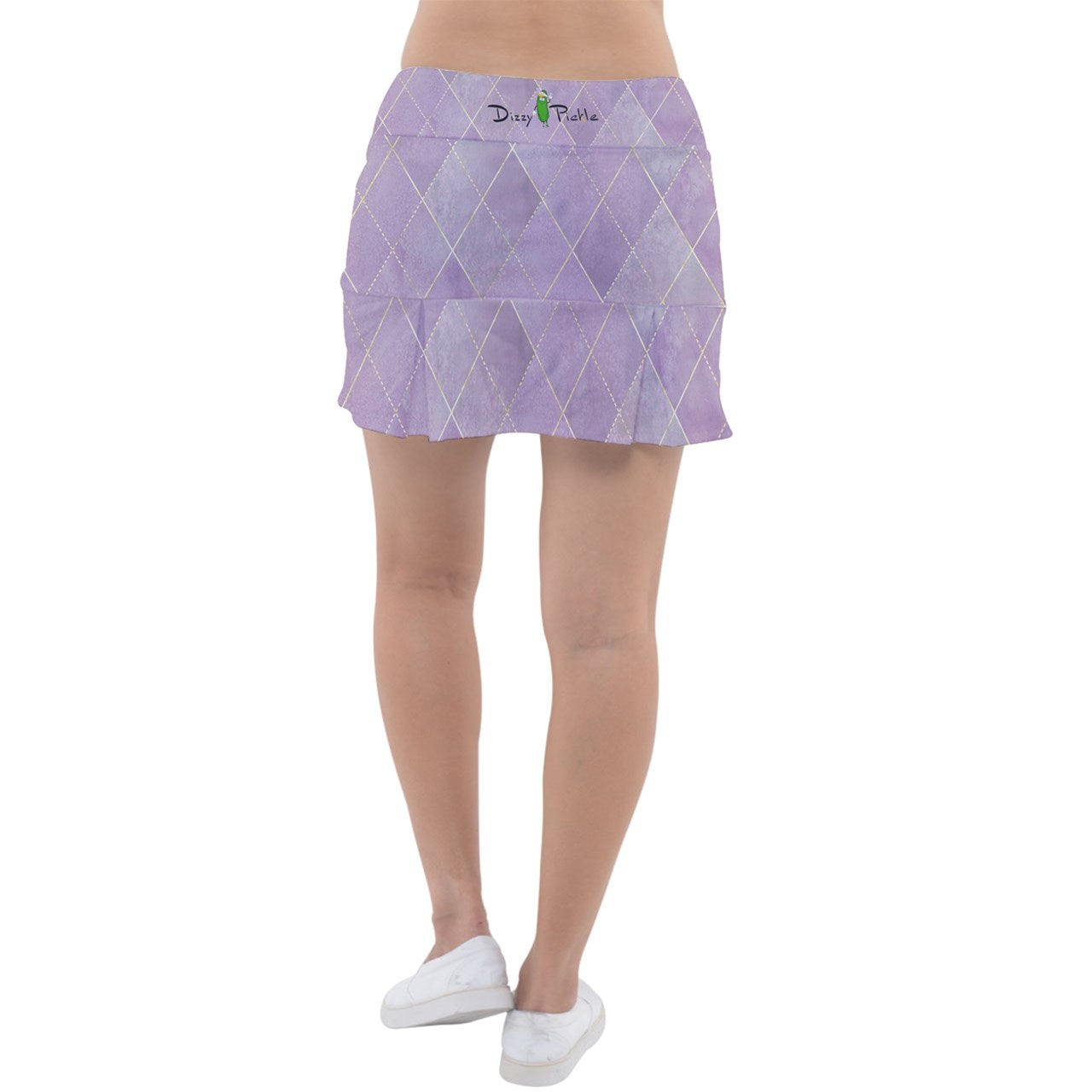 Dizzy Pickle Cassie Harlequin Lavender_Gold Women's 15" Classic Pickleball Skort