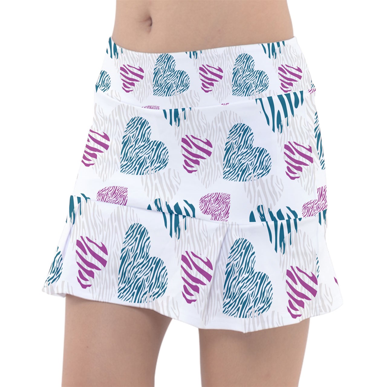 Dizzy Pickle Shelley Deep White Hearts Women's 15" Classic Pickleball Skort