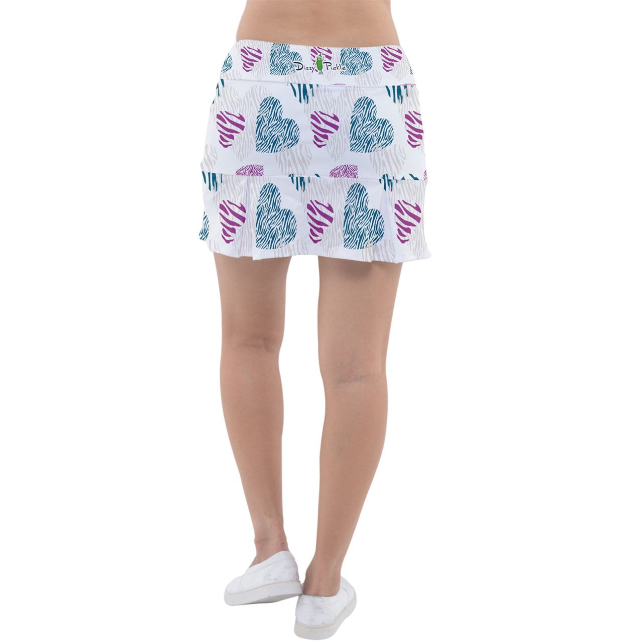 Dizzy Pickle Shelley Deep White Hearts Women's 15" Classic Pickleball Skort