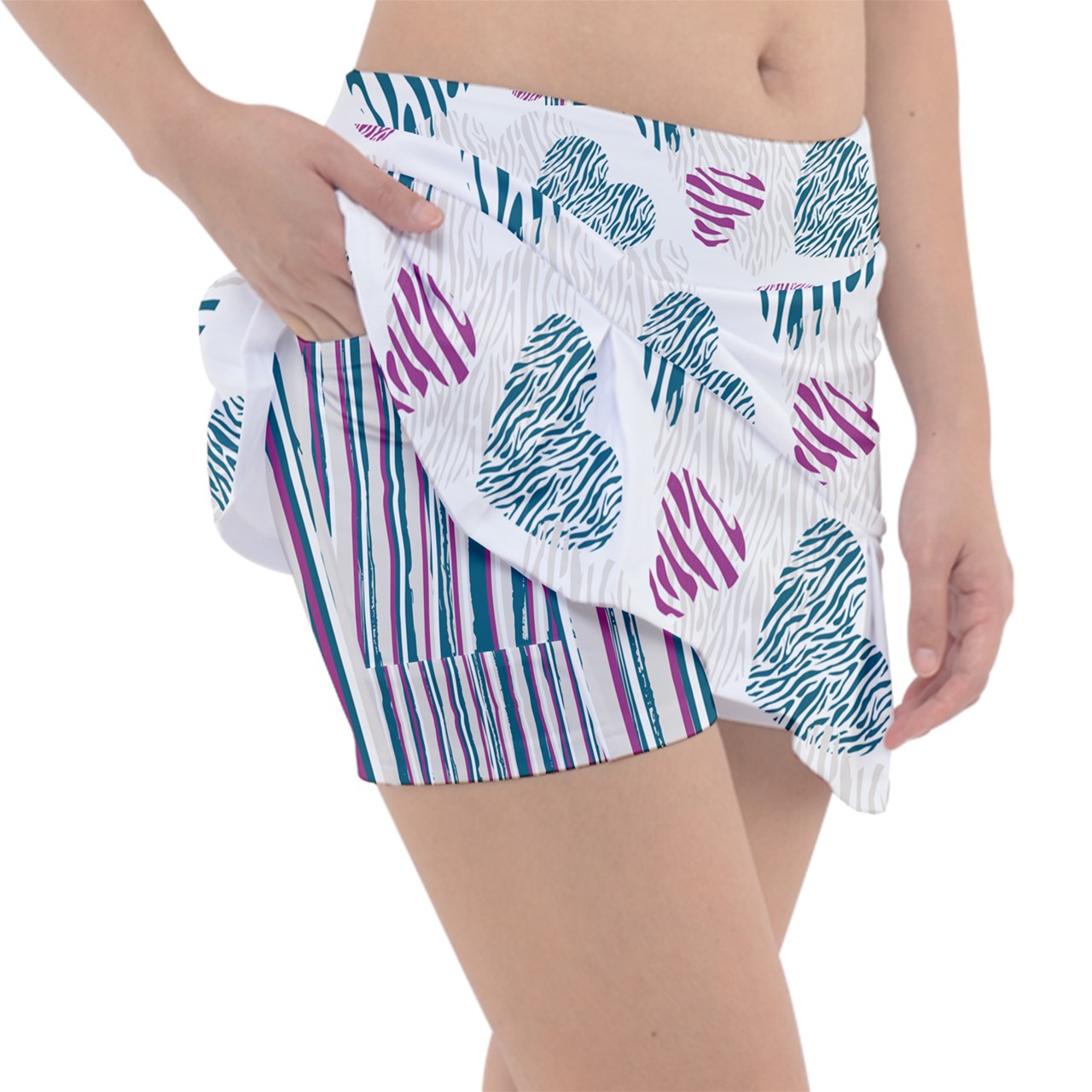 Dizzy Pickle Shelley Deep White Hearts Women's 15" Classic Pickleball Skort