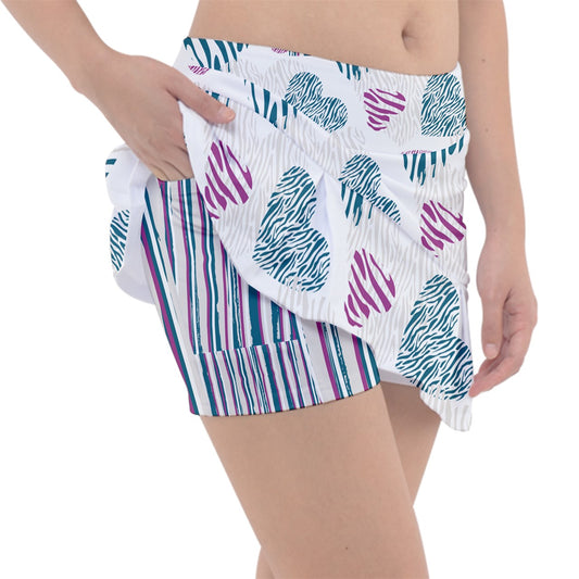 Dizzy Pickle Shelley Deep White Hearts Women's 15" Classic Pickleball Skort