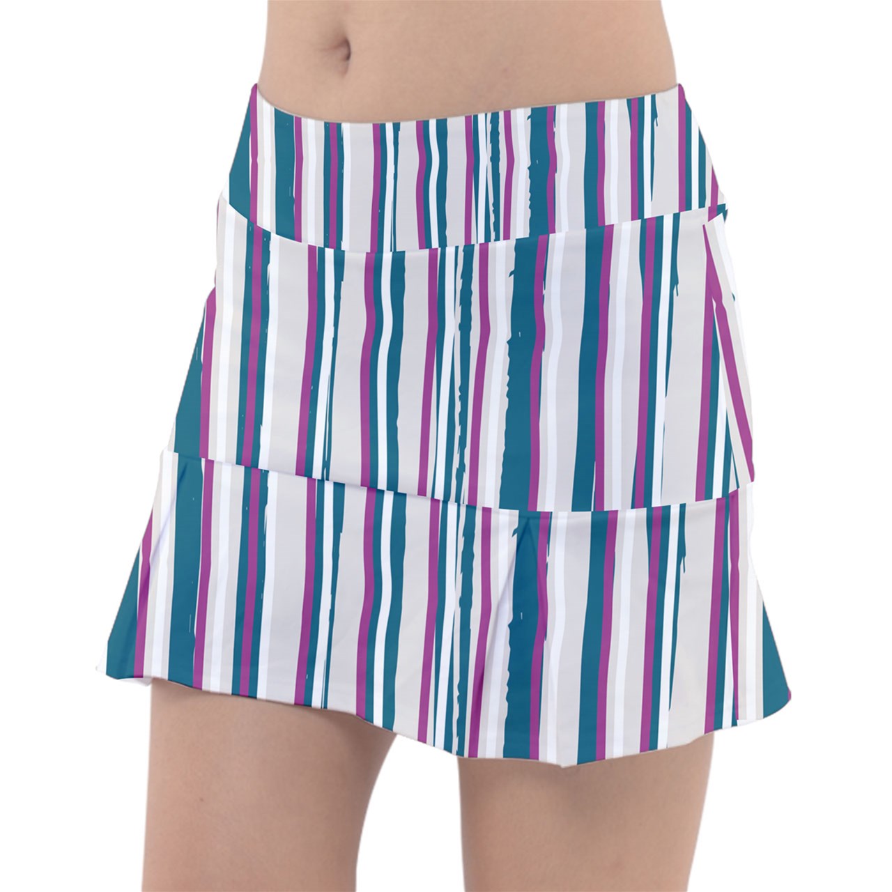 Dizzy Pickle Shelley Deep White Stripes Women's 15" Classic Pickleball Skort