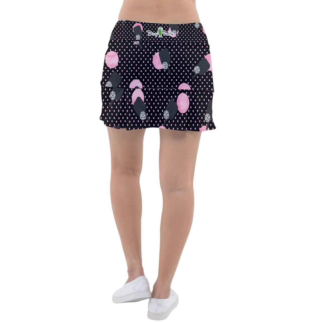 Dizzy Pickle Page Paddles_Polka Dots Black Women's 15" Classic Pickleball Skort