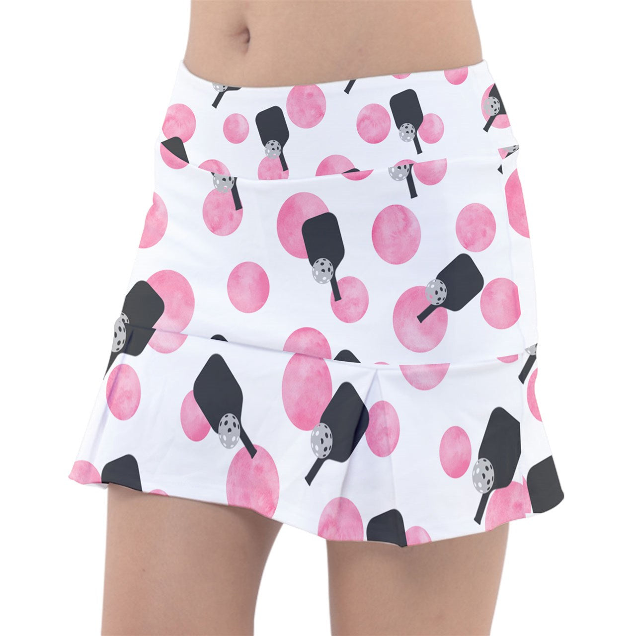 Dizzy Pickle Page Paddles_Polka Dots White Women's 15" Classic Pickleball Skort