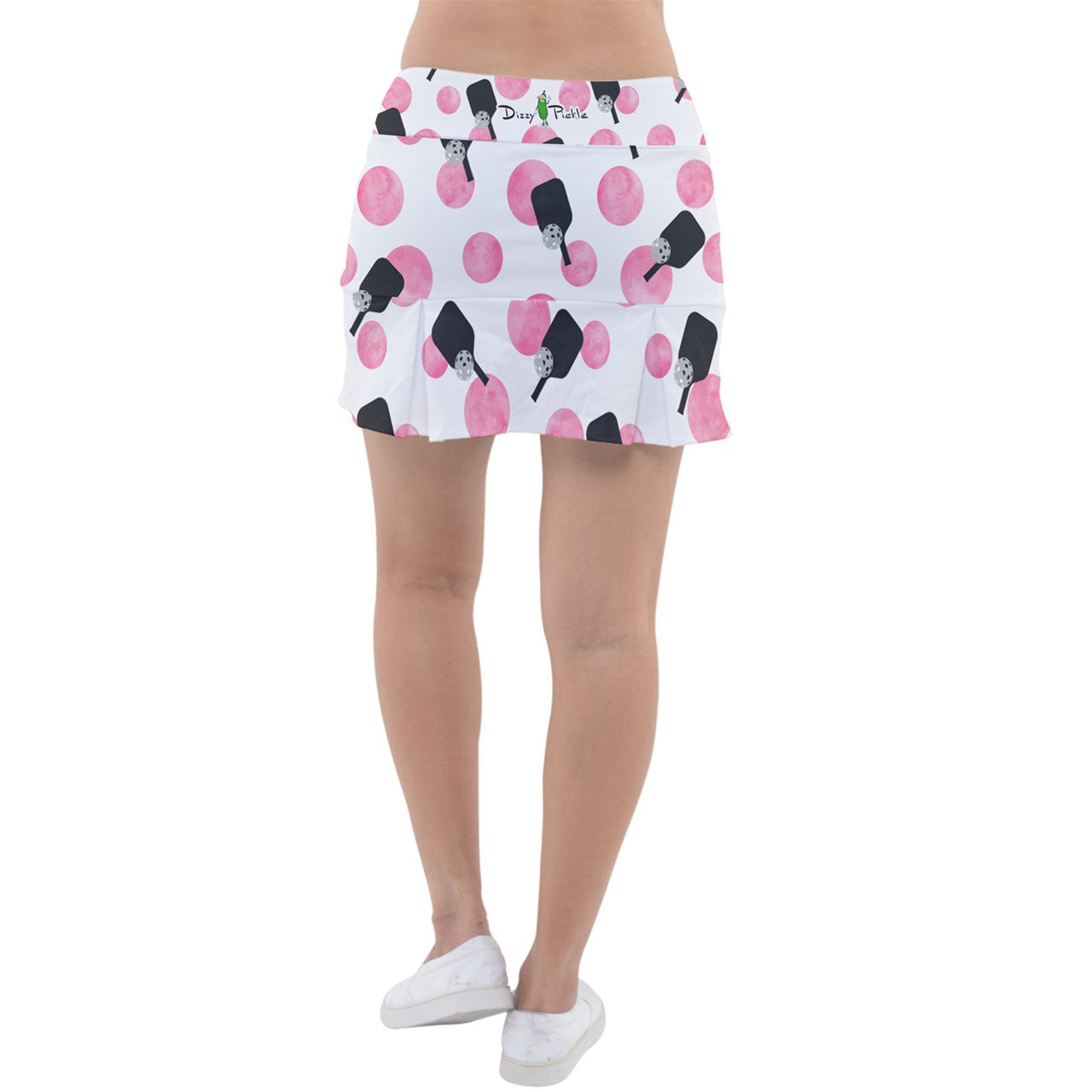 Dizzy Pickle Page Paddles_Polka Dots White Women's 15" Classic Pickleball Skort