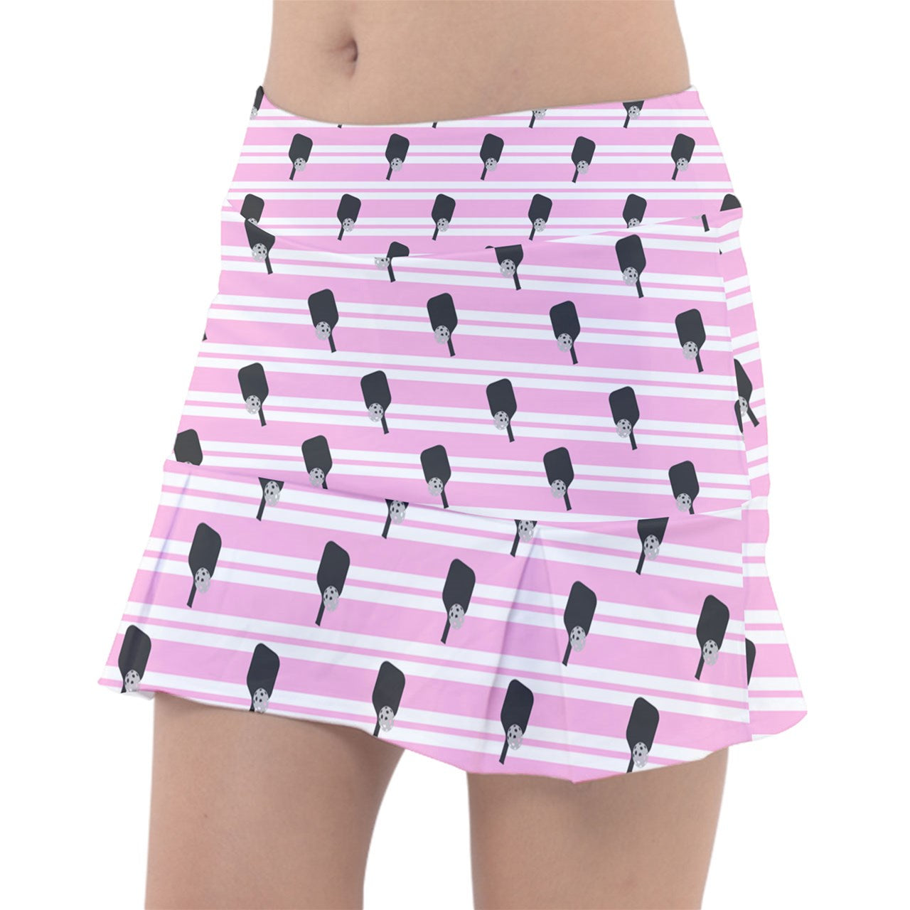 Dizzy Pickle Page Paddles_Stripes Pink White Women's 15" Classic Pickleball Skort